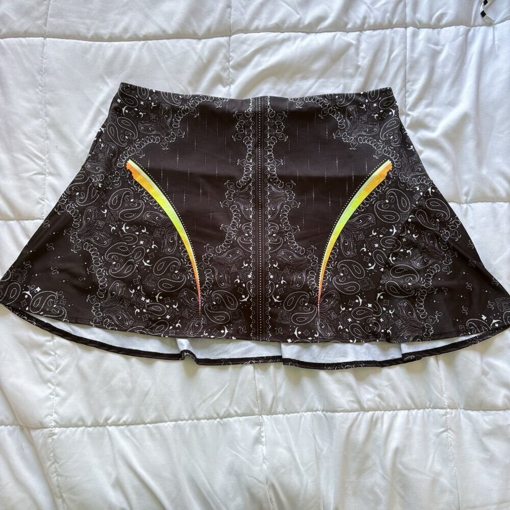 Lucky In Love Tennis Golf Skort Skirt Black Stretch Womens‎ Size XXL Paisley